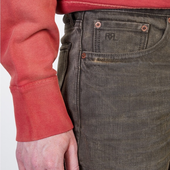 RALPH LAUREN DOUBLE RRL STRAIGHT JAPAN WOVEN GREY DENIM JEAN PANTS MEN 34x30 - Picture 9 of 9